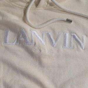 🍦🤍 Authentic Lanvin Paris Hoodie Cream Logo Sweatshirt Size S🍦🤍